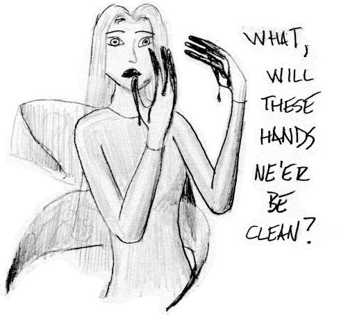 [Faerie with shriveling wings staring at her bloody hands]