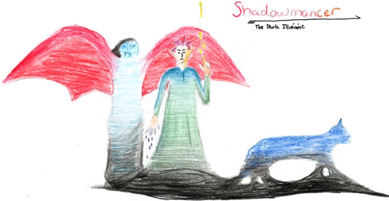 [Mage making demoness and cat from shadow]