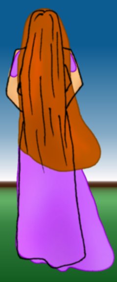 [Girl with windswept hair and dress]