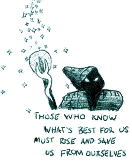 [Jawa-like dark mage and staff]
